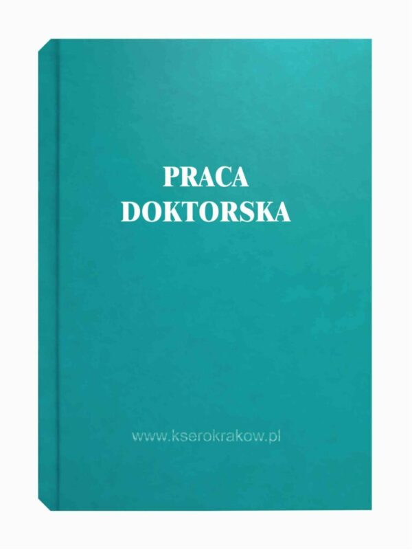 turkusowa okladka praca doktorska biały napis