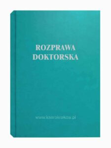 turkusowa okladka rozprawa doktorska srebrny napis